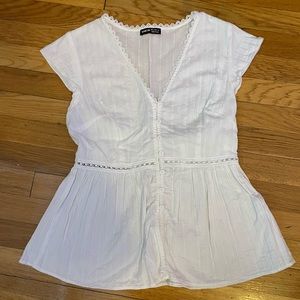 Shein white button-up top with cute details